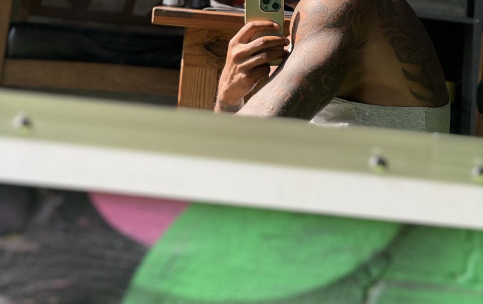 Brandon RaSean taking a mirror selfie at The Gym Philly.